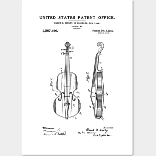 Vertical Violin Patent 1921 Black Posters and Art